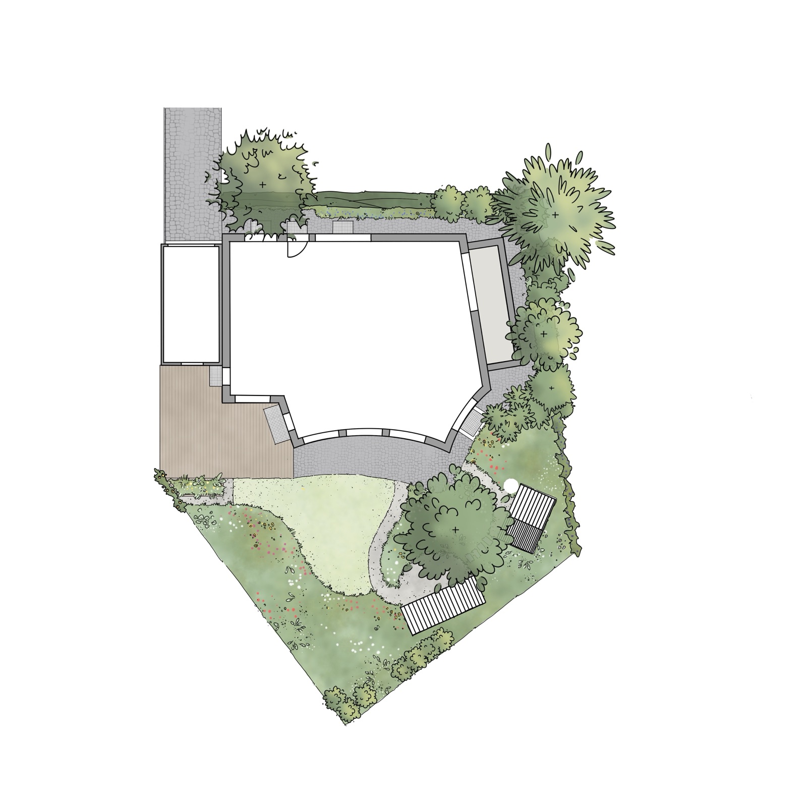 Stadium 4 — Bäume und Staffage